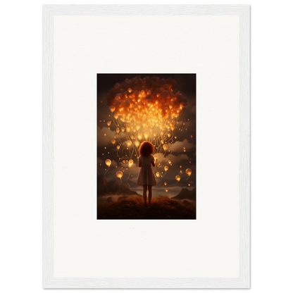 Silhouetted figure with glowing lanterns in Ethereal Dreams special edition art™