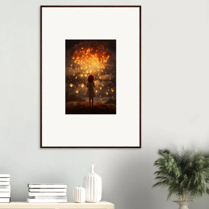 Framed artwork of a silhouetted figure with glowing lights in Ethereal Dreams special edition art