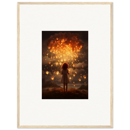 Silhouetted figure surrounded by glowing lanterns in Ethereal Dreams special edition art™