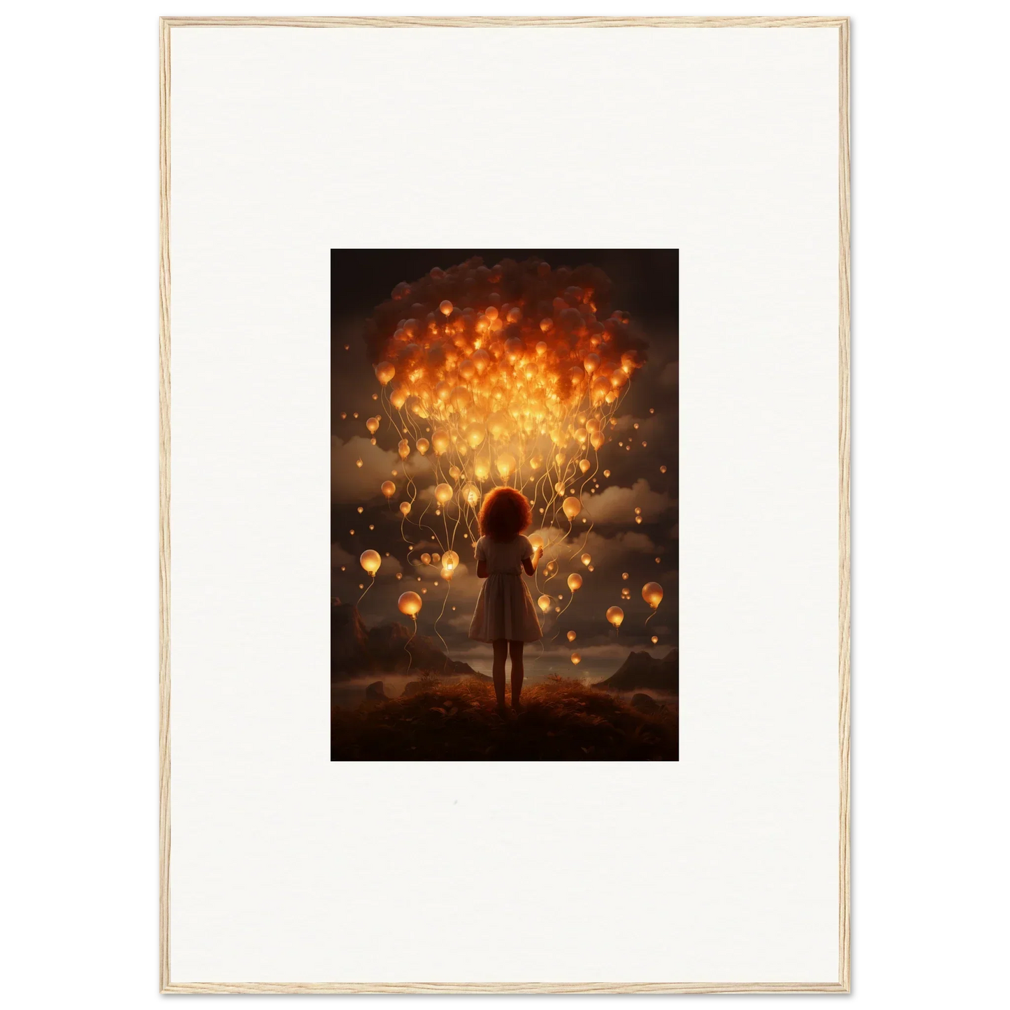 Silhouetted figure among glowing lanterns in Ethereal Dreams special edition art™