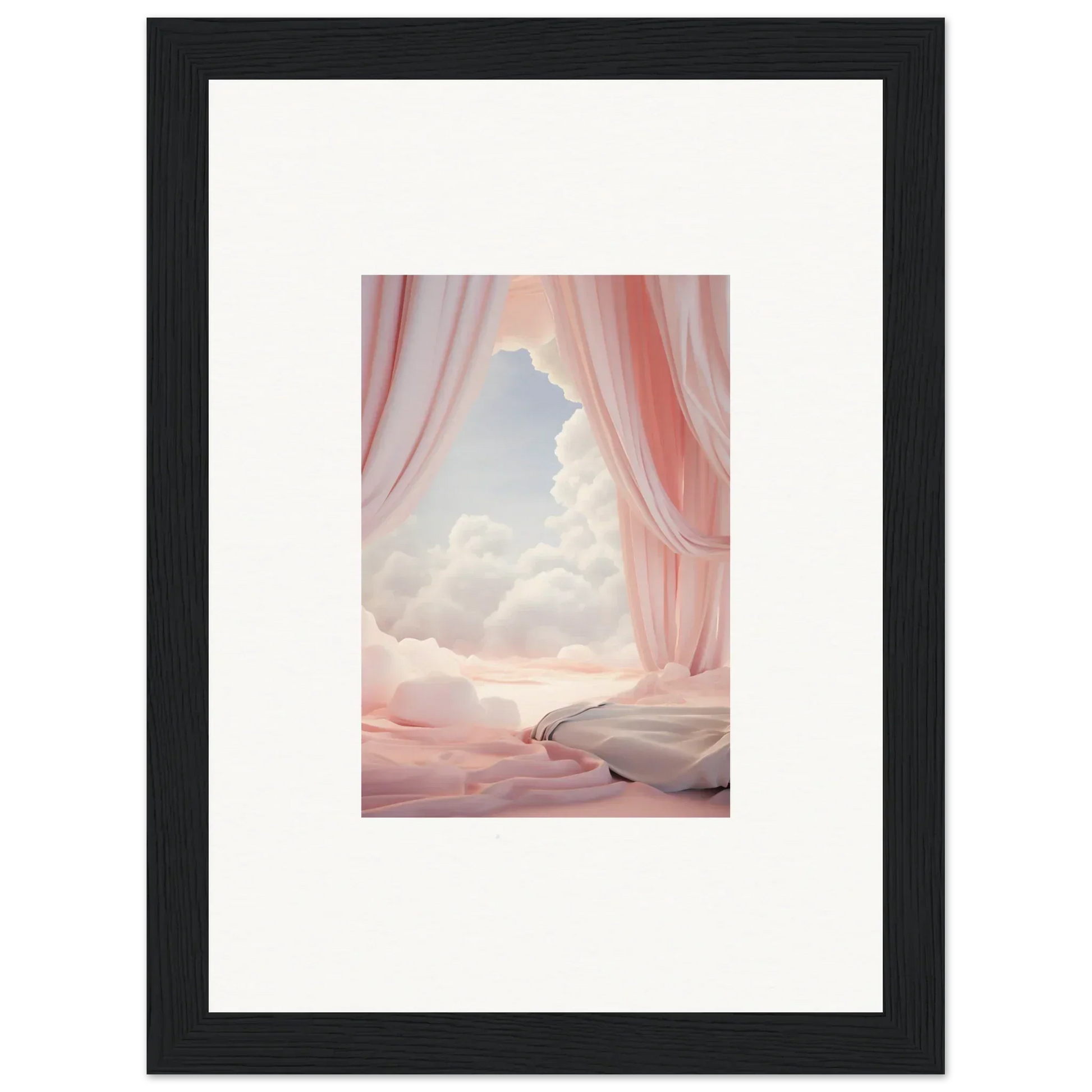 Framed canvas print of a dreamy pink landscape, perfect for room decoration or a dreamscape portal