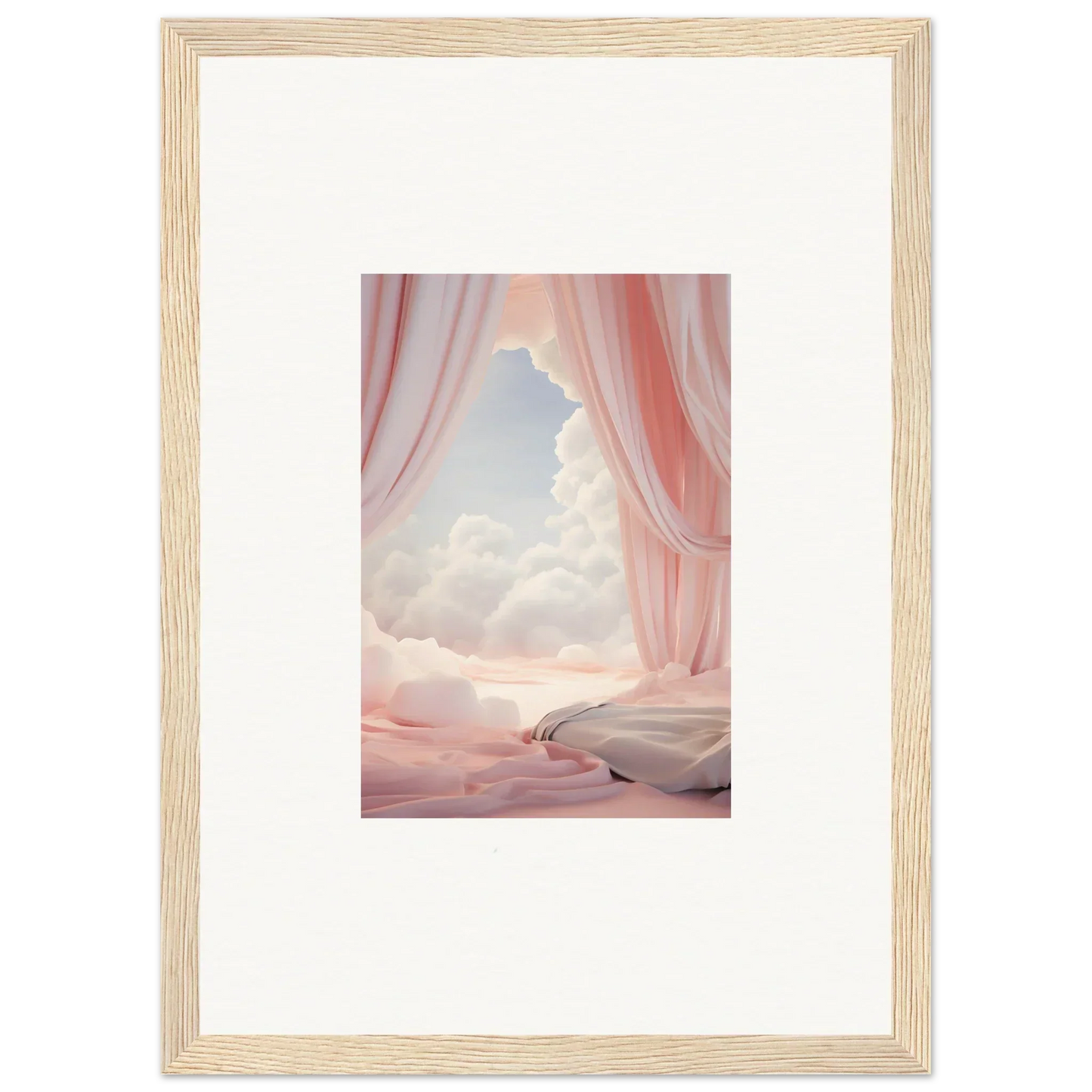 Framed canvas print of a dreamy pink sky, perfect for your dreamscape portal decor