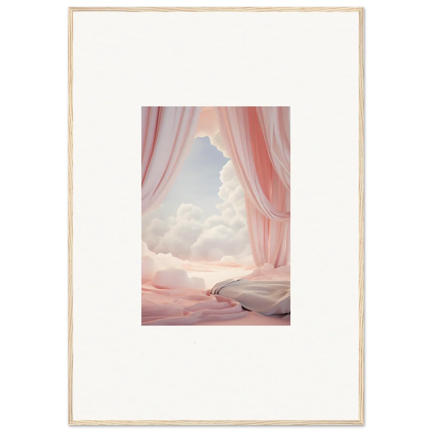 Framed canvas print of a dreamy pink landscape, perfect for a dreamscape portal vibe