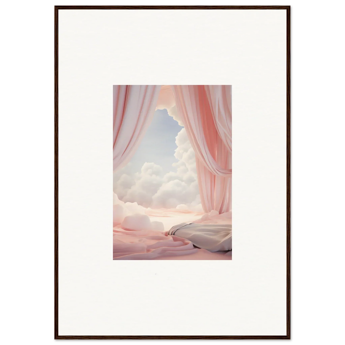 Framed canvas print of a dreamy pink landscape, perfect for your room decoration