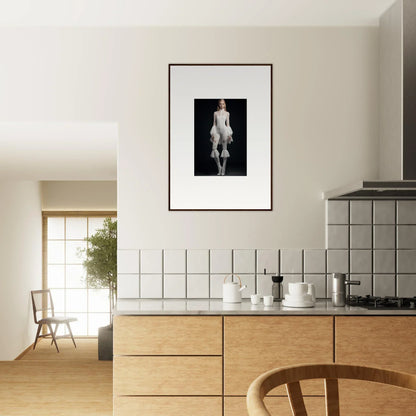 Framed black and white nude figure wall art enhancing modern room decor elegance