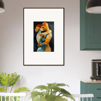 Framed wall art of embracing figures in warm colors for stylish room decor