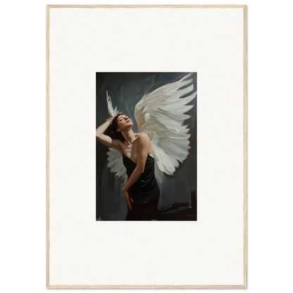 Angelic figure with one wing in a dramatic pose for a stunning femme ascent canvas print