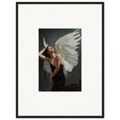 Framed canvas print of a figure with white wings for stunning room decoration, Femme Ascent