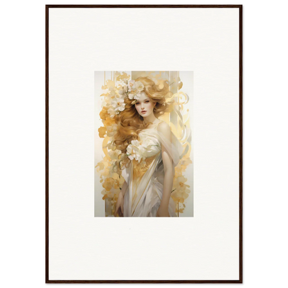 Framed wall art of an ethereal woman with flowers for enchanting room decor