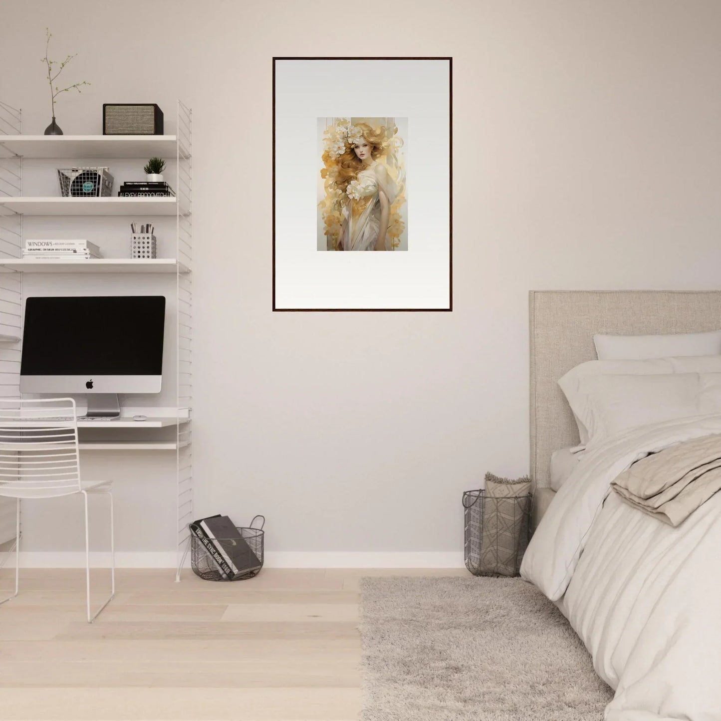 Framed wall art featuring a figure in warm tones for Ethereal Flora Serenade room decor