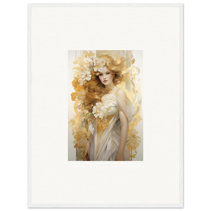 Ethereal Flora Serenade painting of a woman with blonde hair for stylish room decor