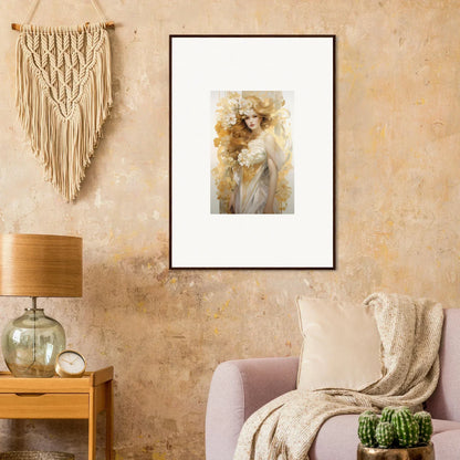 Framed wall art of warm-toned figure in Ethereal Flora Serenade for stylish room decor