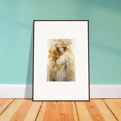 Framed wall art featuring Ethereal Flora Serenade in soft golden tones for elegant room decor