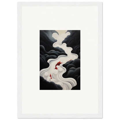 Two red koi fish swimming up a white waterfall in Ethereal Flux Dream special edition art™