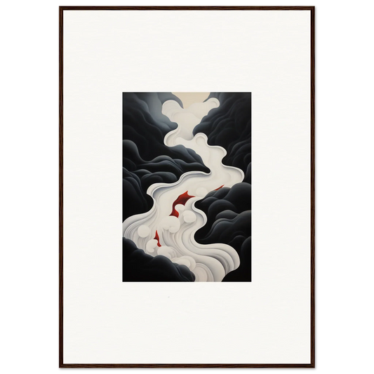 Two red koi fish glide through misty swirls in the Ethereal Flux Dream wall art