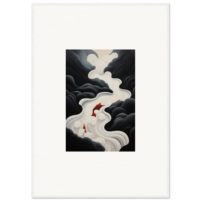 Two red koi fish swim in a flowing stream, featured in Ethereal Flux Dream framed wall art