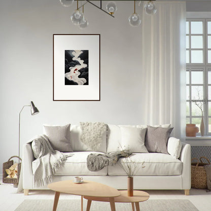 Cozy White Sofa with Gray and Cream Pillows from Ethereal Flux Dream Collection