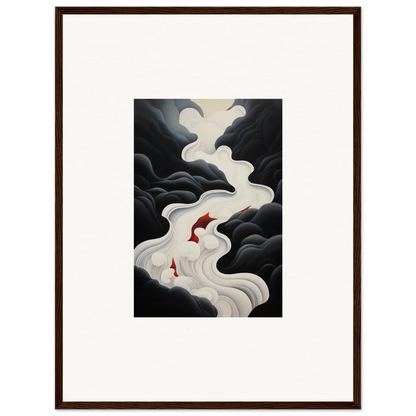 Two red koi fish swim in swirling waves, framed in Ethereal Flux Dream art