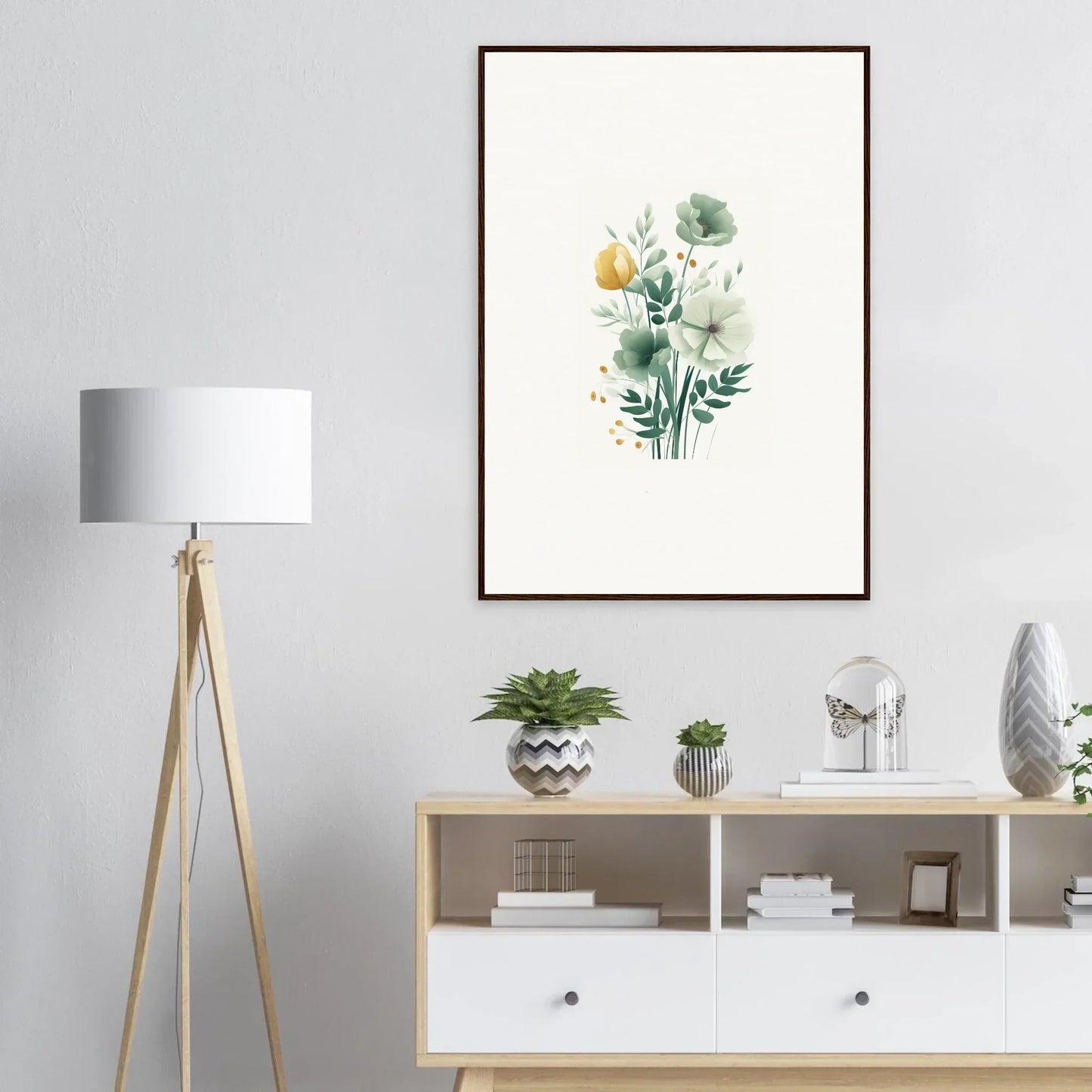 Framed botanical watercolor print perfect for room decoration and wall art vibes