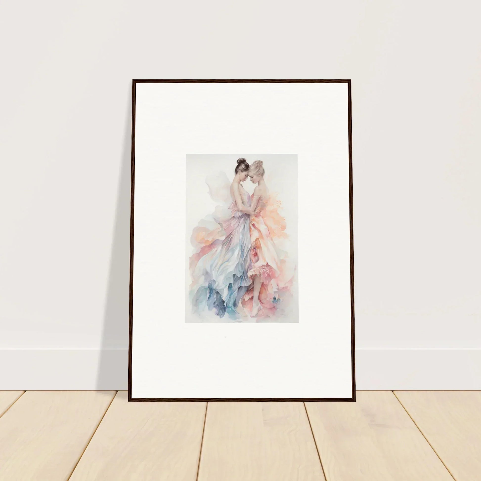 Framed watercolor art with soft pink and blue strokes from Ethereal Lacework Wispers