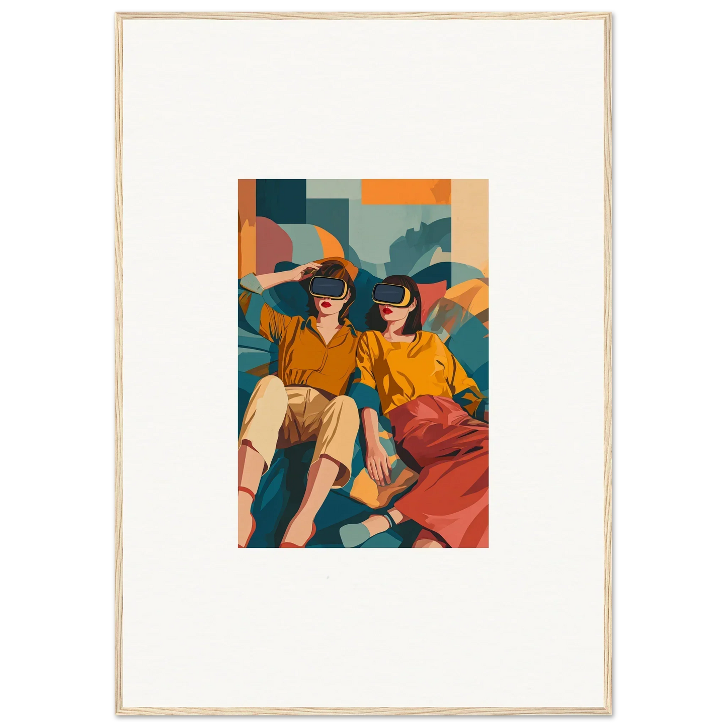 Framed wall art featuring two figures in vibrant outfits, perfect for room decor in Matrix Enigma