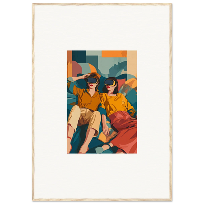 Framed wall art featuring two figures in vibrant outfits, perfect for room decor in Matrix Enigma