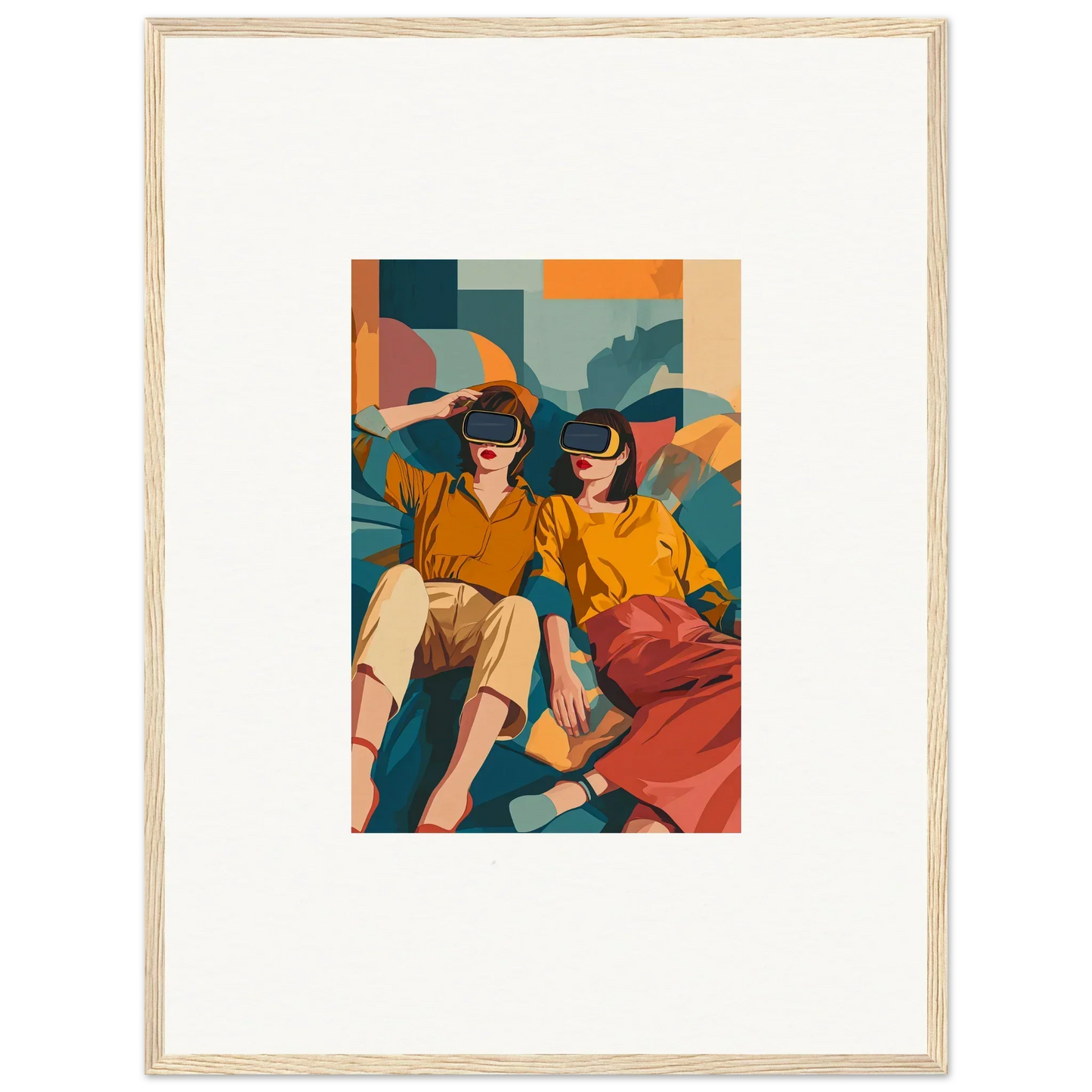 Framed wall art of stylish seated figures, perfect for transformative room decor in Matrix Enigma