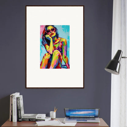 Colorful abstract portrait of a figure in sunglasses for a vibrant mindscape reverie canvas print