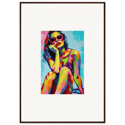 Colorful abstract portrait of a woman in sunglasses for a mindscape reverie canvas print