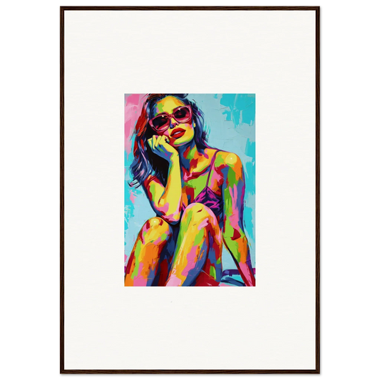 Colorful abstract portrait of a woman in sunglasses for a mindscape reverie canvas print