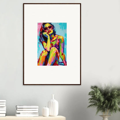 Colorful abstract portrait with sunglasses for a vibrant mindscape reverie canvas print