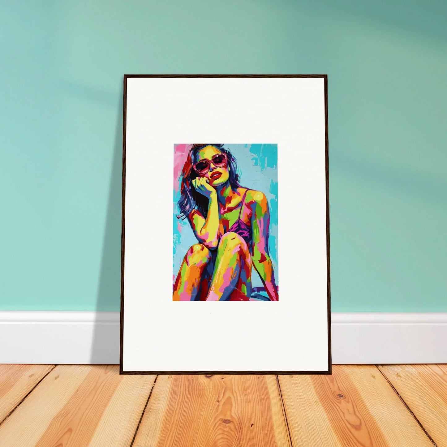 Colorful abstract portrait in sunglasses, perfect for room decoration or canvas print