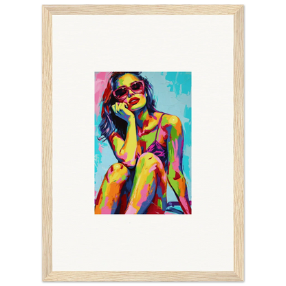 Colorful abstract portrait of a woman in sunglasses for your Mindscape Reverie room decoration