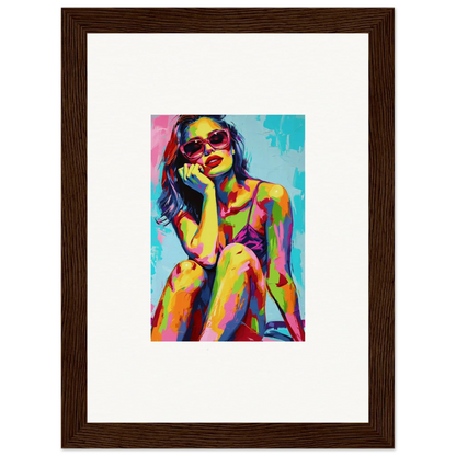 Colorful pop art-inspired woman in sunglasses for your Ethereal Mindscape Reverie canvas print