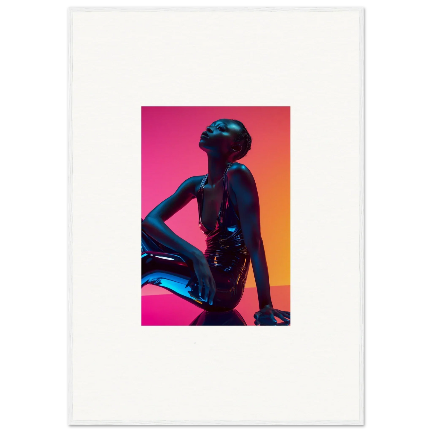 Silhouette in striking pose with vibrant neon echoes for modern room decor wall art