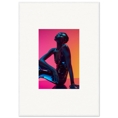 Silhouette in striking pose with vibrant neon echoes for modern room decor wall art