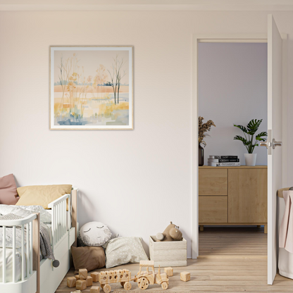 White wooden crib with curved railings from Ethereal Pastel Panorama collection