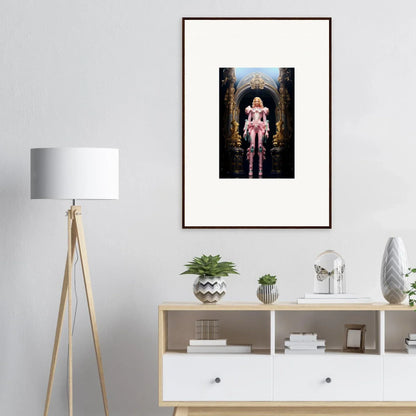 Framed wall art of a figure in an ornate archway, perfect for Pastry Vanguard room decor