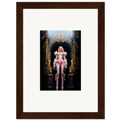 Framed wall art of a pink figure in an archway for stylish room decor and Pastry Vanguard