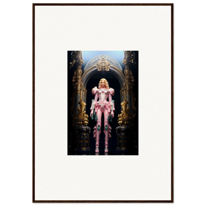 Framed wall art of a figure in pink costume, ideal for Pastry Vanguard room decor