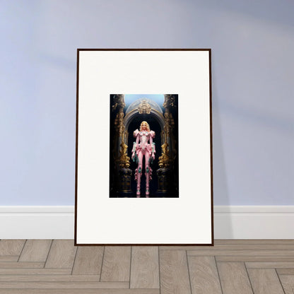 Framed wall art of figure in pink in ornate archway for Pastry Vanguard room decor