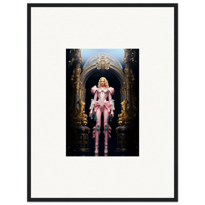 Blonde woman in ornate pink costume in archway for Ethereal Pastry Vanguard wall art