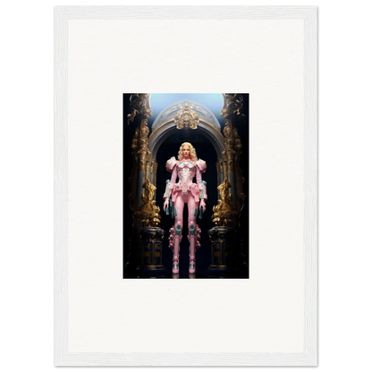 Framed wall art of a blonde figure in a pink costume, perfect for pastry vanguard room decor