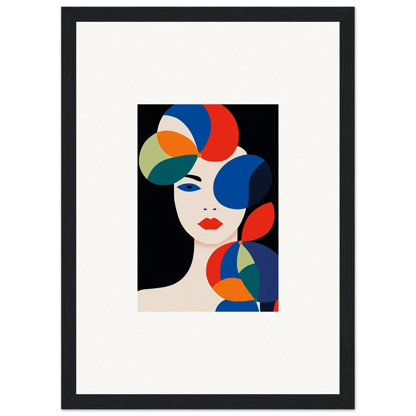 Abstract woman’s face with colorful shapes for cool room decoration canvas print