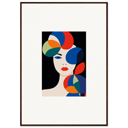 Abstract portrait with colorful shapes, perfect for petal echoes room decoration canvas print