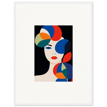 Colorful geometric face art for room decoration, perfect as a canvas print in Petal Echoes