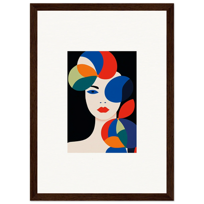 Abstract woman’s face in colorful shapes, perfect for petal echoes room decoration canvas print