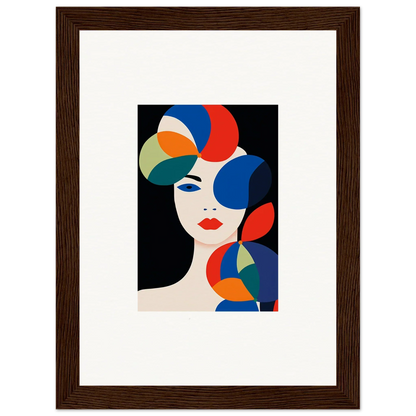 Abstract portrait of a woman with colorful geometric hair for unique room decoration