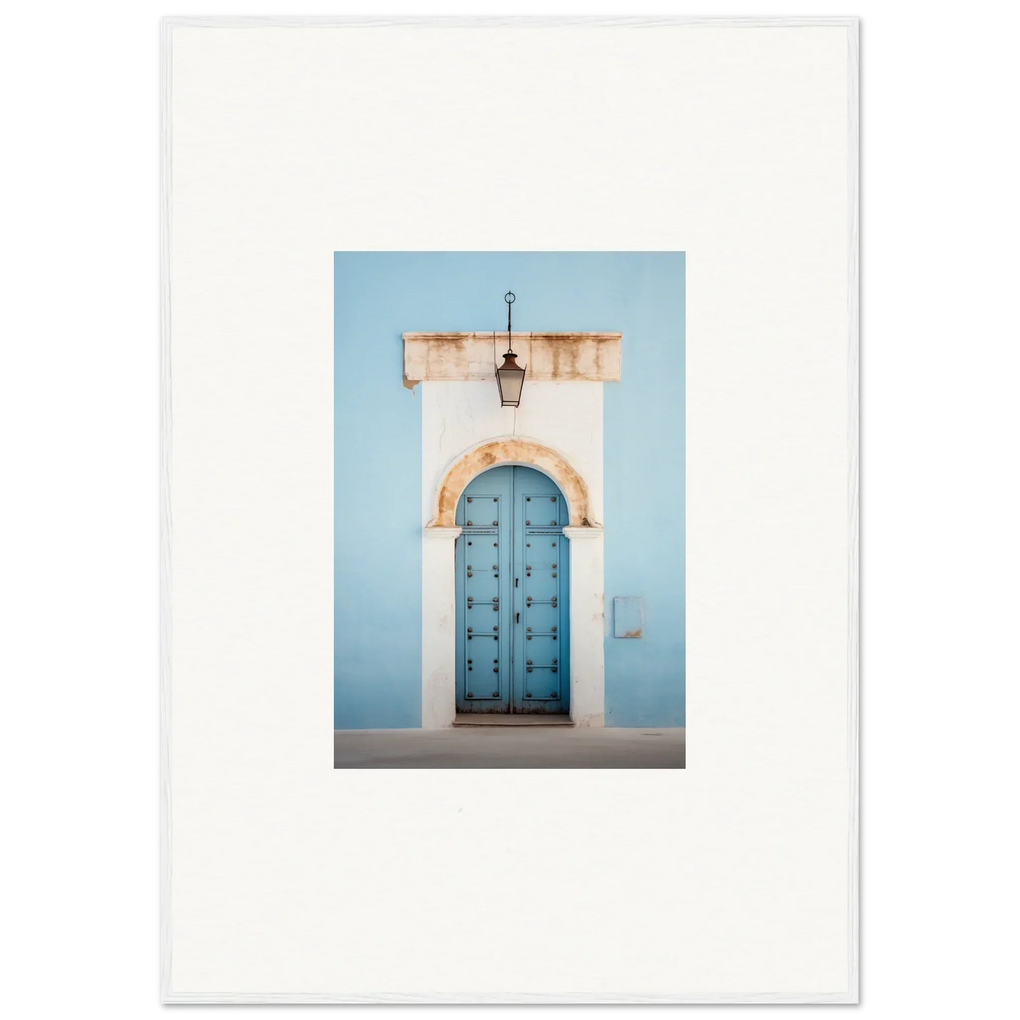 Ornate blue wooden door with metal studs in stone archway from Ethereal Portals Imagined