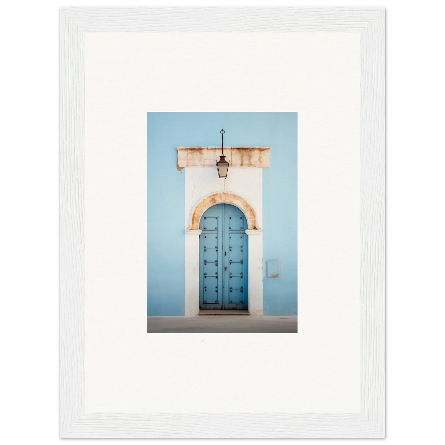 Ornate blue wooden door with metal studs in stone archway from Ethereal Portals Imagined